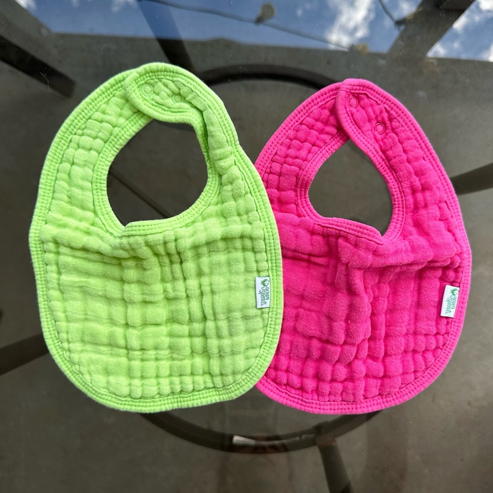 Green Sprouts Organic Cotton Muslin Bibs Set of 2 in Green/Pink Size 0-12 Months